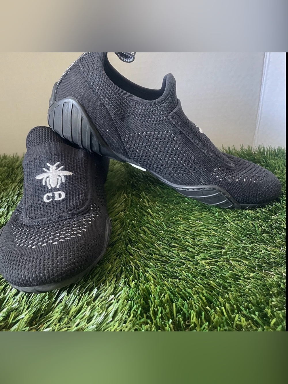 Christian Dior D-Connect Black Knit Slip On Sneakers Bee Logo
EU 36.5